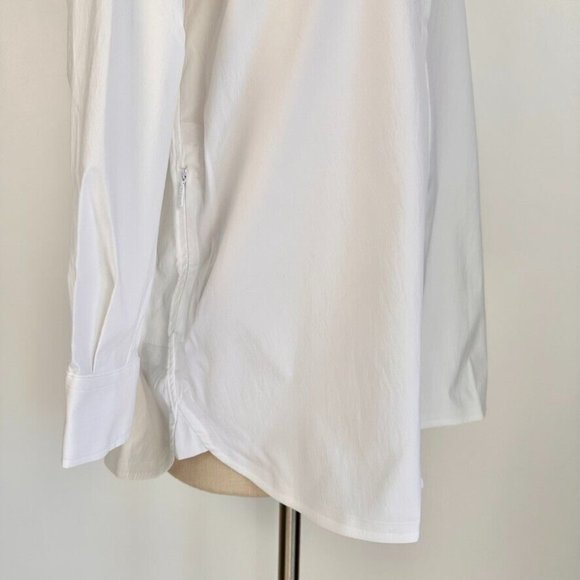 Athleta Womens Oversized Poplin Top Size Medium White Performance Pockets New - Picture 3 of 16